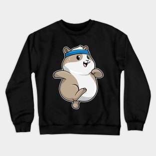 Hamster at Jogging with Headband Crewneck Sweatshirt